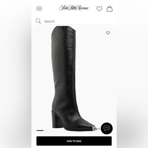 SCHUTZ Analeah Black Croc-Embossed Leather Boots. Wore once